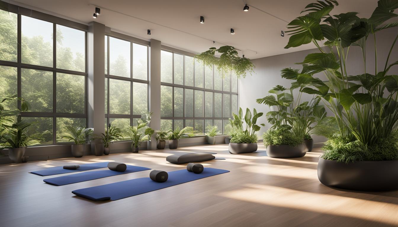 LED lighting in fitness center meditation space